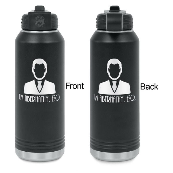 Lawyer / Attorney Avatar Laser Engraved Water Bottles - Front & Back Engraving - Front & Back View