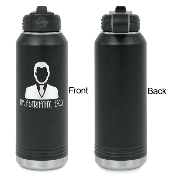 Lawyer / Attorney Avatar Laser Engraved Water Bottles - Front Engraving - Front & Back View