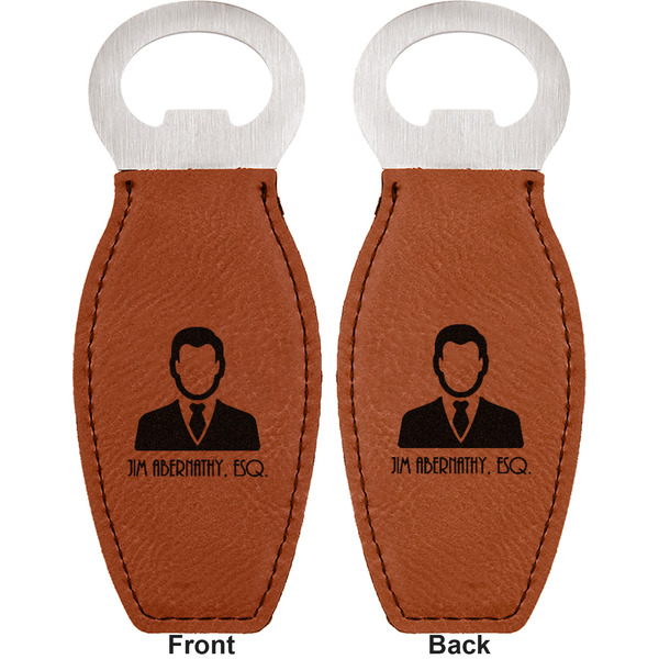 Lawyer / Attorney Avatar Leather Bar Bottle Opener - Front and Back