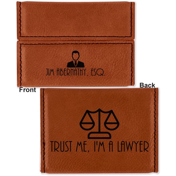 Lawyer / Attorney Avatar Leather Business Card Holder - Front Back