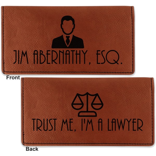 Lawyer / Attorney Avatar Leather Checkbook Holder Front and Back