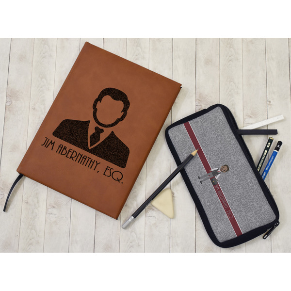 Lawyer / Attorney Avatar Leather Sketchbook - Small - Double Sided - In Context