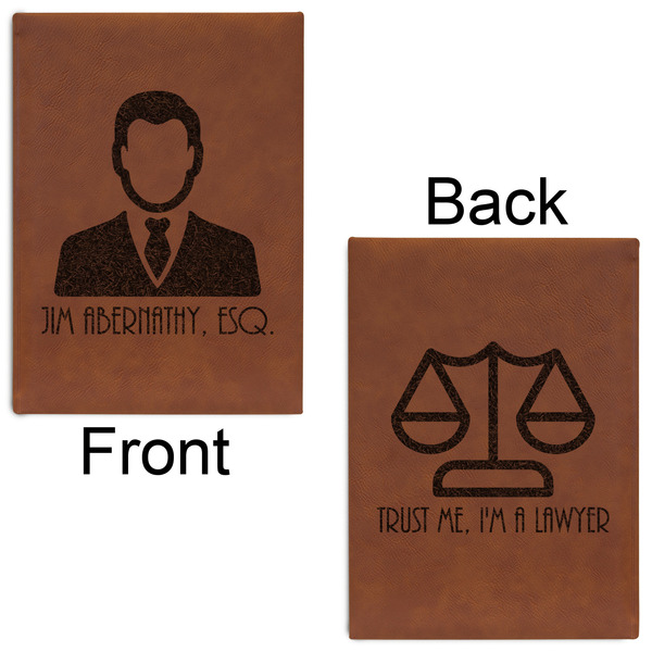 Lawyer / Attorney Avatar Leatherette Journals - Large - Double Sided - Front & Back View