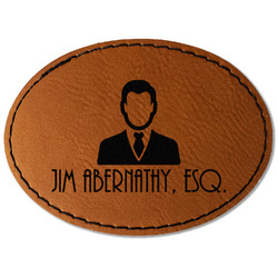 Lawyer / Attorney Avatar Faux Leather Iron On Patch - Oval (Personalized)
