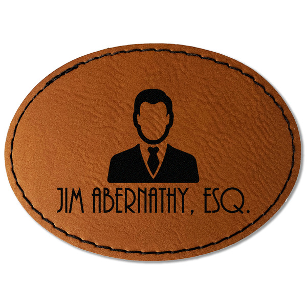 Custom Lawyer / Attorney Avatar Faux Leather Iron On Patch - Oval (Personalized)