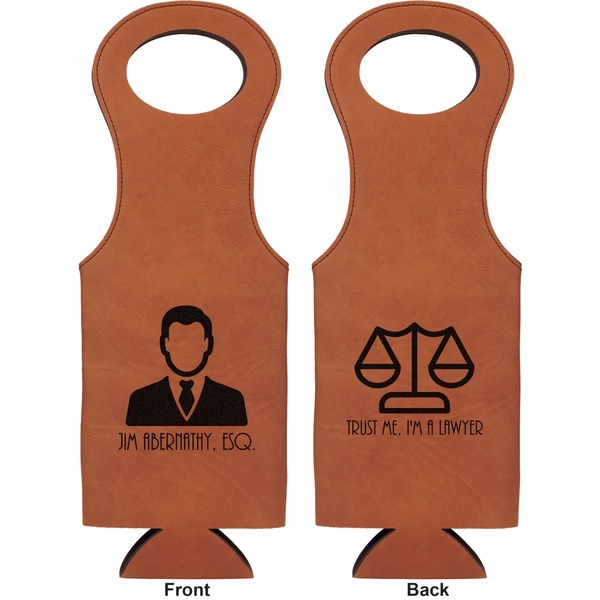 Lawyer / Attorney Avatar Leatherette Wine Tote Double Sided - Front and Back