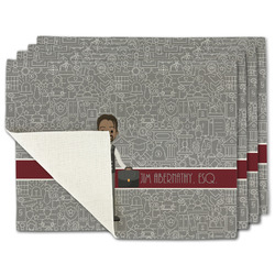 Lawyer / Attorney Avatar Single-Sided Linen Placemat - Set of 4 w/ Name or Text