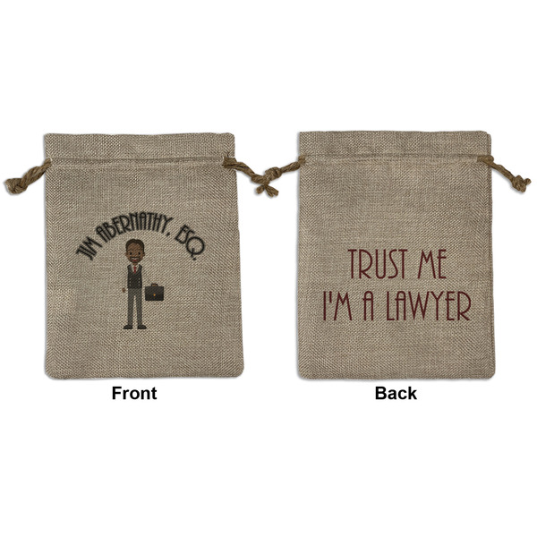 Custom Lawyer / Attorney Avatar Medium Burlap Gift Bag - Front & Back (Personalized)