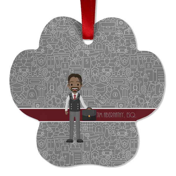 Custom Lawyer / Attorney Avatar Metal Paw Ornament - Double Sided w/ Name or Text