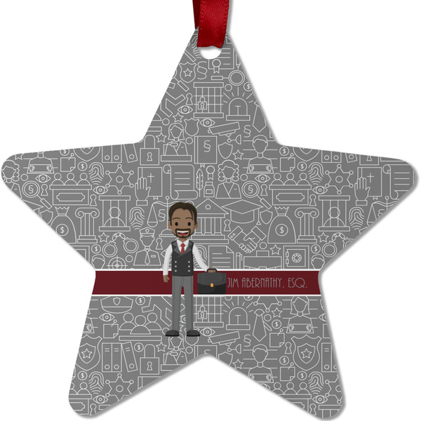 Custom Lawyer / Attorney Avatar Metal Star Ornament - Double Sided w/ Name or Text