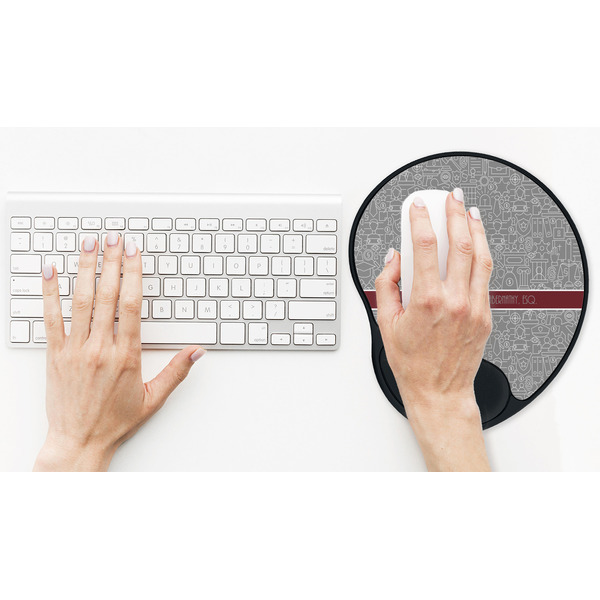 Lawyer / Attorney Avatar Mouse Pad with Wrist Rest - LIFESYTLE 2 (in use)