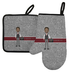 Lawyer / Attorney Avatar Left Oven Mitt & Pot Holder Set w/ Name or Text