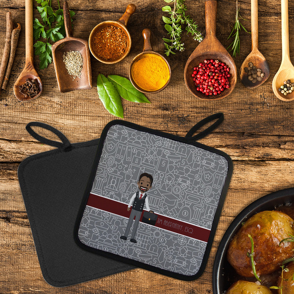 Lawyer / Attorney Avatar Neoprene Pot Holder - Set of 2  LIFESTYLE (Flatlay)