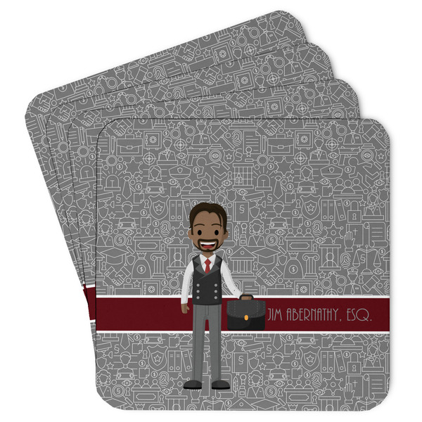 Custom Lawyer / Attorney Avatar Paper Coasters w/ Name or Text