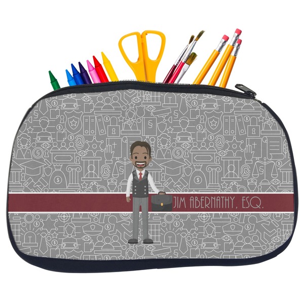 Custom Lawyer / Attorney Avatar Neoprene Pencil Case - Medium w/ Name or Text