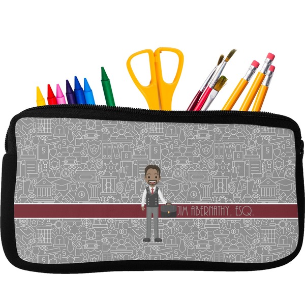 Custom Lawyer / Attorney Avatar Neoprene Pencil Case - Small w/ Name or Text