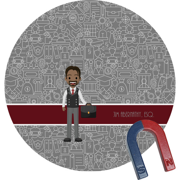 Custom Lawyer / Attorney Avatar Round Fridge Magnet (Personalized)