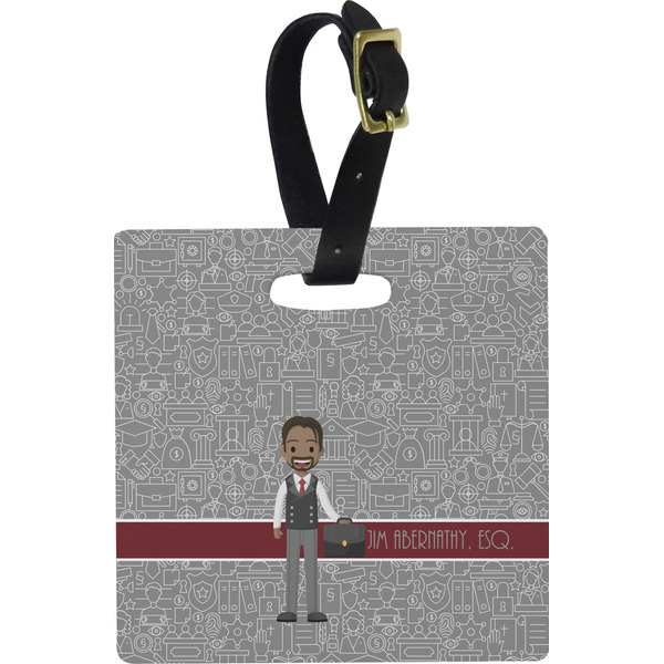 Custom Lawyer / Attorney Avatar Plastic Luggage Tag - Square w/ Name or Text