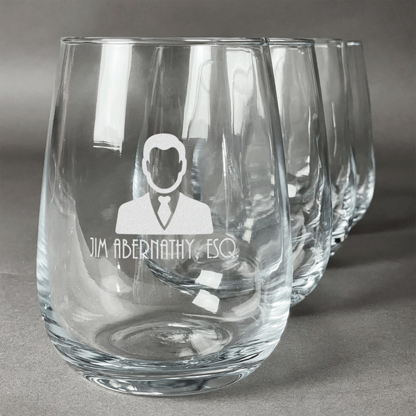 Custom Lawyer / Attorney Avatar Stemless Wine Glasses (Set of 4) (Personalized)