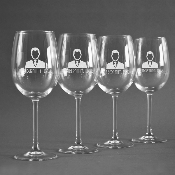 Lawyer / Attorney Avatar Personalized Wine Glasses (Set of 4)