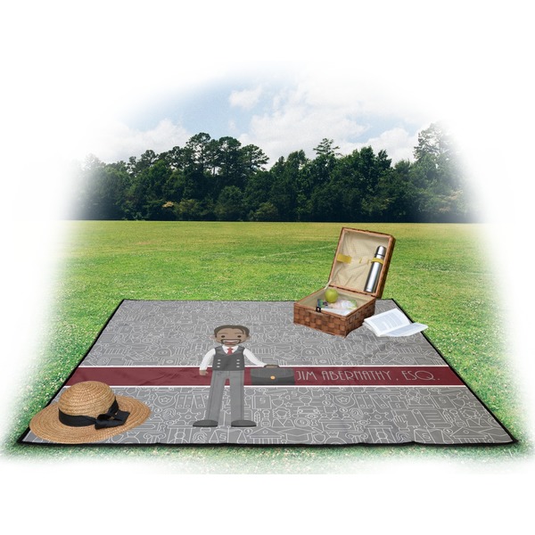 Lawyer / Attorney Avatar Picnic Blanket - with Basket Hat and Book - in Use
