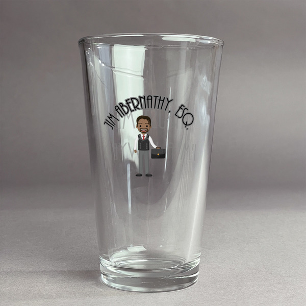 Custom Lawyer / Attorney Avatar Pint Glass - Full Color Logo (Personalized)
