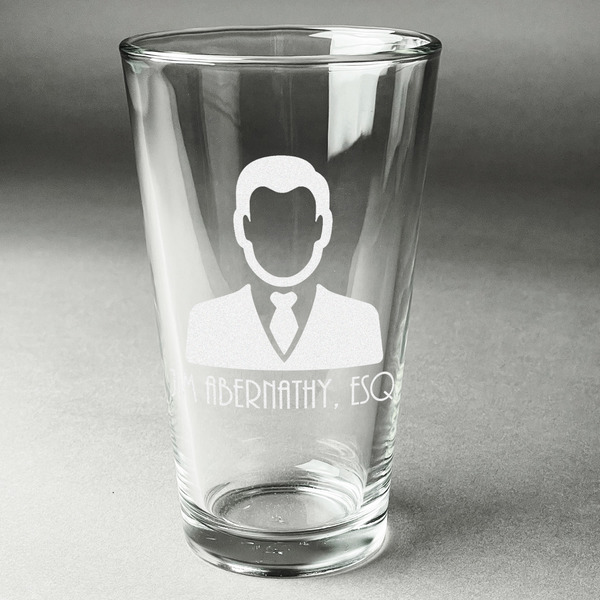 Custom Lawyer / Attorney Avatar Pint Glass - Engraved (Single) (Personalized)