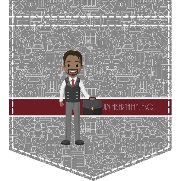 Custom Lawyer / Attorney Avatar Iron On Faux Pocket (Personalized)