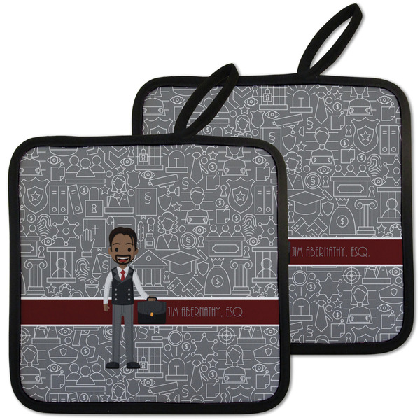 Custom Lawyer / Attorney Avatar Pot Holders - Set of 2 w/ Name or Text
