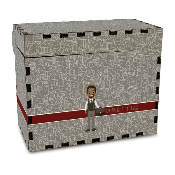 Custom Lawyer / Attorney Avatar Wood Recipe Box - Full Color Print (Personalized)