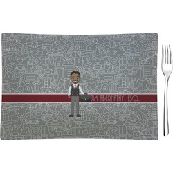 Lawyer / Attorney Avatar Rectangular Glass Appetizer / Dessert Plate - Single or Set (Personalized)
