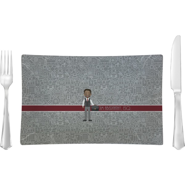 Custom Lawyer / Attorney Avatar Rectangular Glass Lunch / Dinner Plate - Single or Set (Personalized)