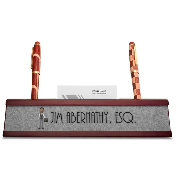 Lawyer / Attorney Avatar Red Mahogany Nameplates with Business Card Holder - Straight
