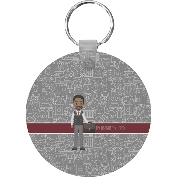 Custom Lawyer / Attorney Avatar Round Plastic Keychain (Personalized)