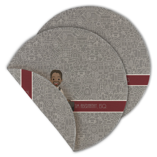 Custom Lawyer / Attorney Avatar Round Linen Placemat - Double Sided - Set of 4 (Personalized)