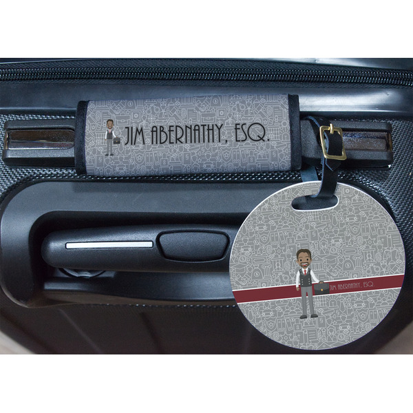 Lawyer / Attorney Avatar Round Luggage Tag & Handle Wrap - In Context