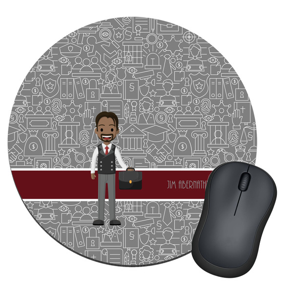 Custom Lawyer / Attorney Avatar Round Mouse Pad (Personalized)