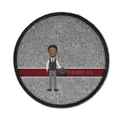 Lawyer / Attorney Avatar Iron On Round Patch w/ Name or Text