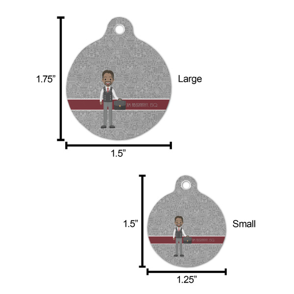 Lawyer / Attorney Avatar Round Pet ID Tag - Large - Comparison Scale