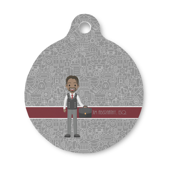 Custom Lawyer / Attorney Avatar Round Pet ID Tag - Small (Personalized)