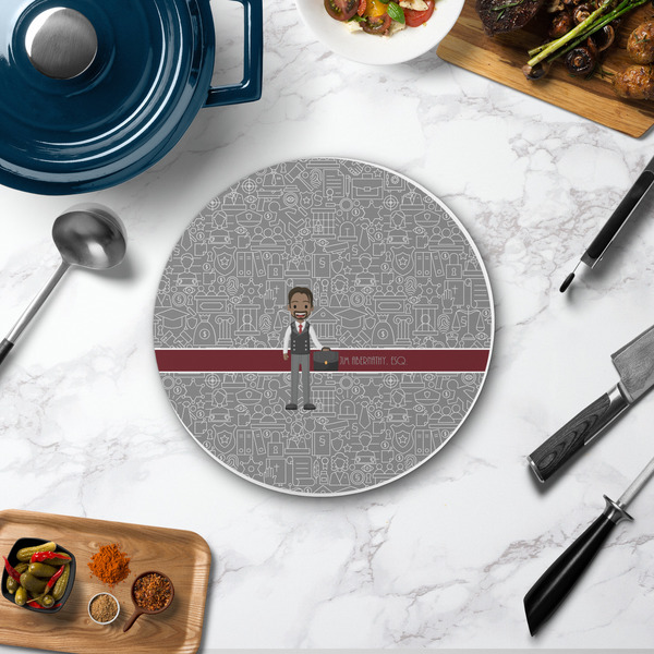 Lawyer / Attorney Avatar Round Stone Trivet - In Context View