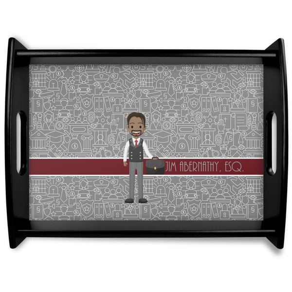 Custom Lawyer / Attorney Avatar Black Wooden Tray - Large (Personalized)