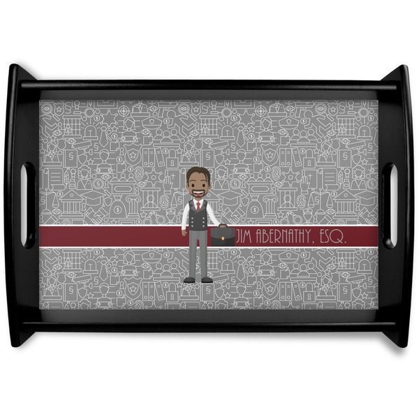 Custom Lawyer / Attorney Avatar Black Wooden Tray - Small (Personalized)