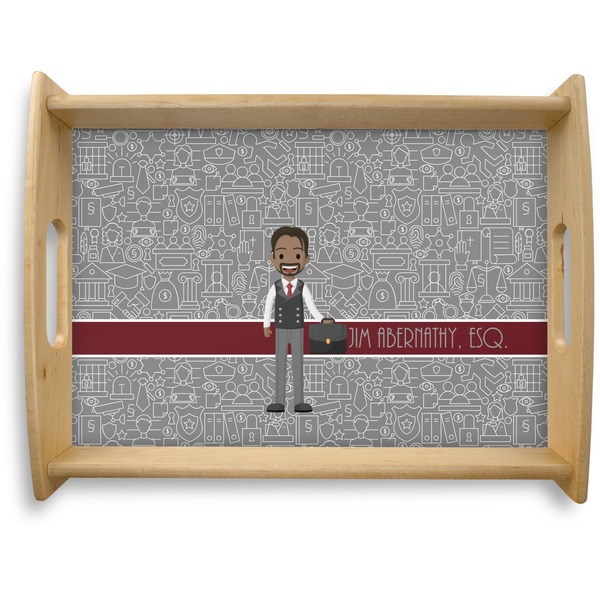 Custom Lawyer / Attorney Avatar Natural Wooden Tray - Large (Personalized)