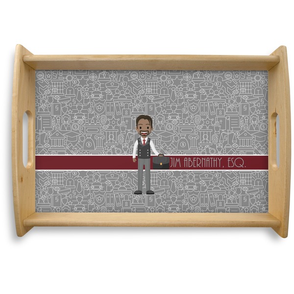 Custom Lawyer / Attorney Avatar Natural Wooden Tray - Small (Personalized)
