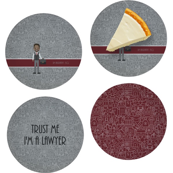 Custom Lawyer / Attorney Avatar Set of 4 Glass Appetizer / Dessert Plate 8" (Personalized)