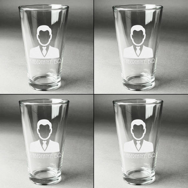 Lawyer / Attorney Avatar Set of Four Engraved Beer Glasses - Individual View