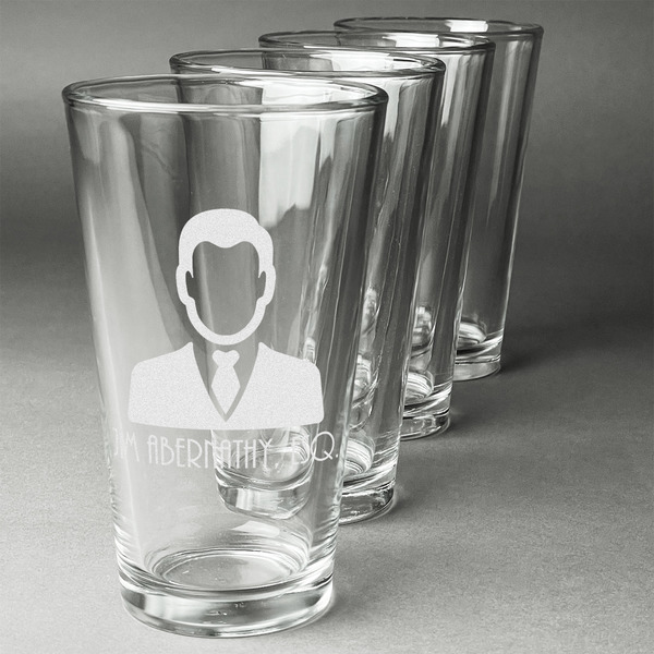 Lawyer / Attorney Avatar Set of Four Engraved Pint Glasses - Set View