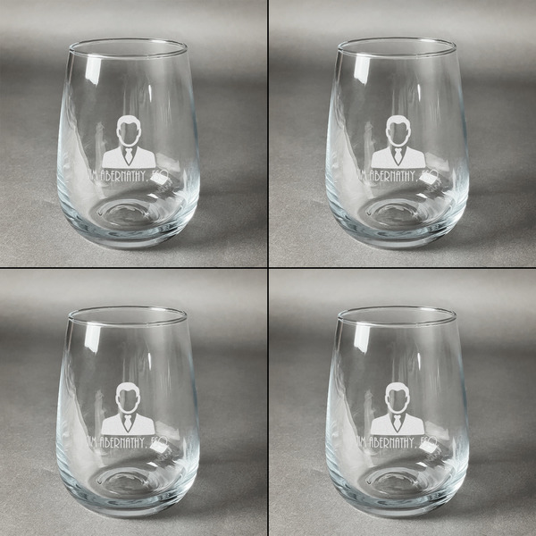 Lawyer / Attorney Avatar Set of Four Personalized Stemless Wineglasses (Approval)