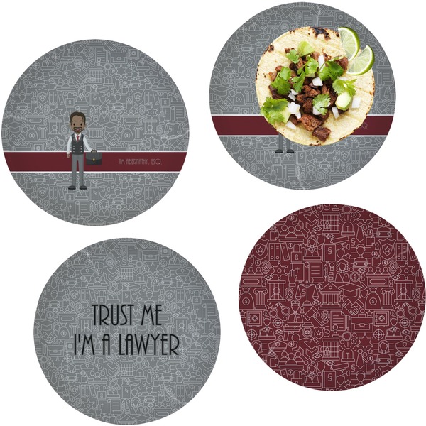 Custom Lawyer / Attorney Avatar Set of 4 Glass Lunch / Dinner Plate 10" (Personalized)